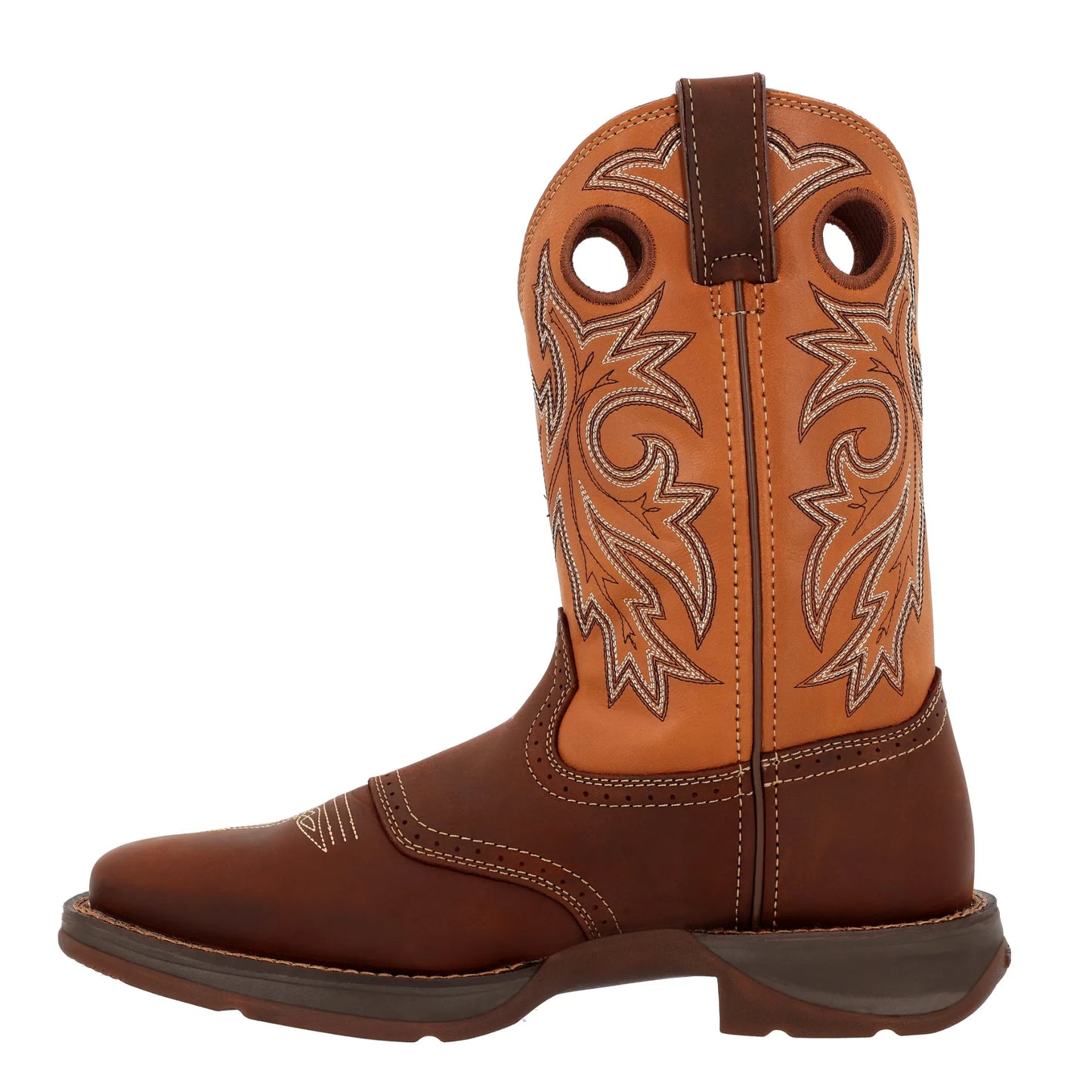 Brown Leather Cowboy Boots – Wide Square Toe, Pull-On, Mid-Calf - Men Durango Boot DB4442 - El Rodeo Western Boutique