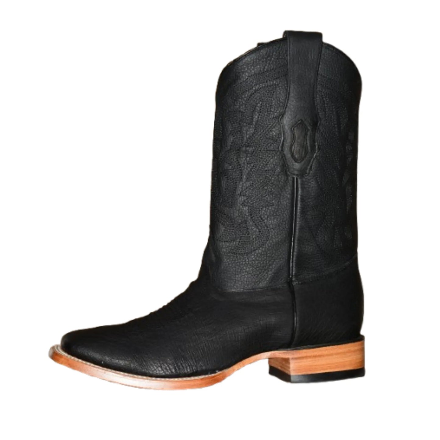 Stylish Black Ostrich Boots—Men’s Wide Square Toe, Slip-On Comfort - Men Los Altos Boots H827G9705 - El Rodeo Western Boutique