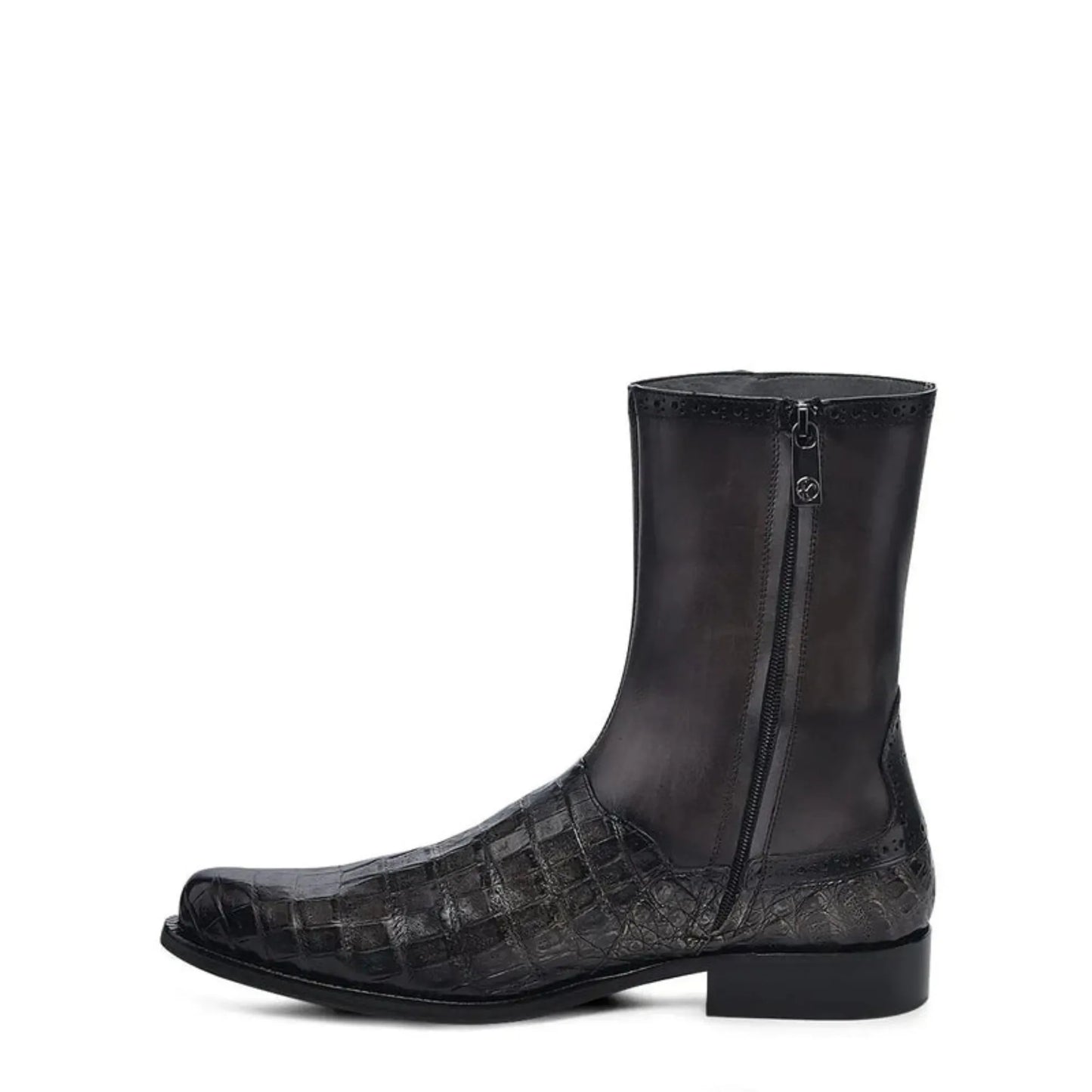 Exotic Boots for Men: Black Leather Slip-On Cowboy Boots - Men Franco Cuadra Boot FC864 - El Rodeo Western Boutique