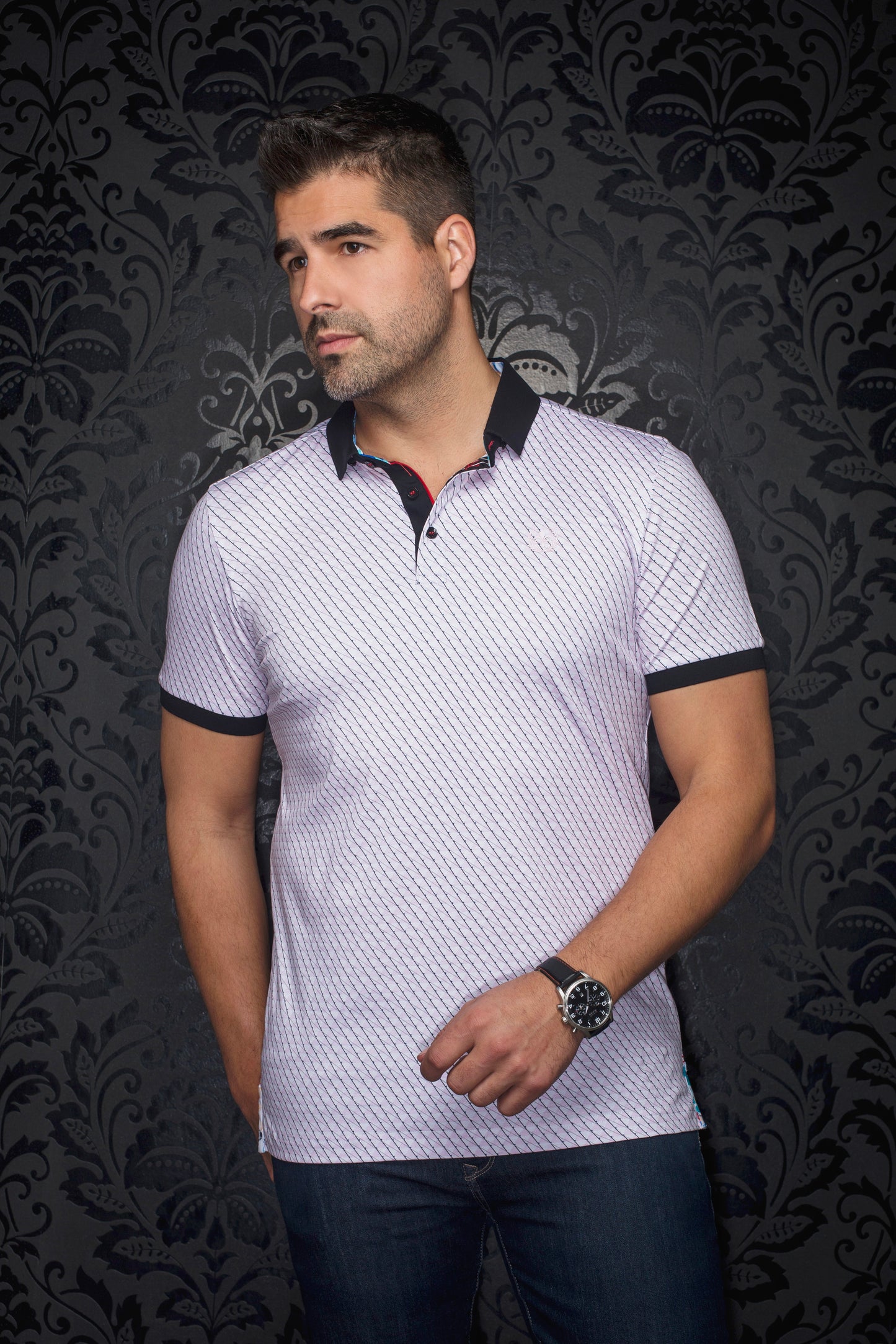 Men Au Noir Polo Jed Pink