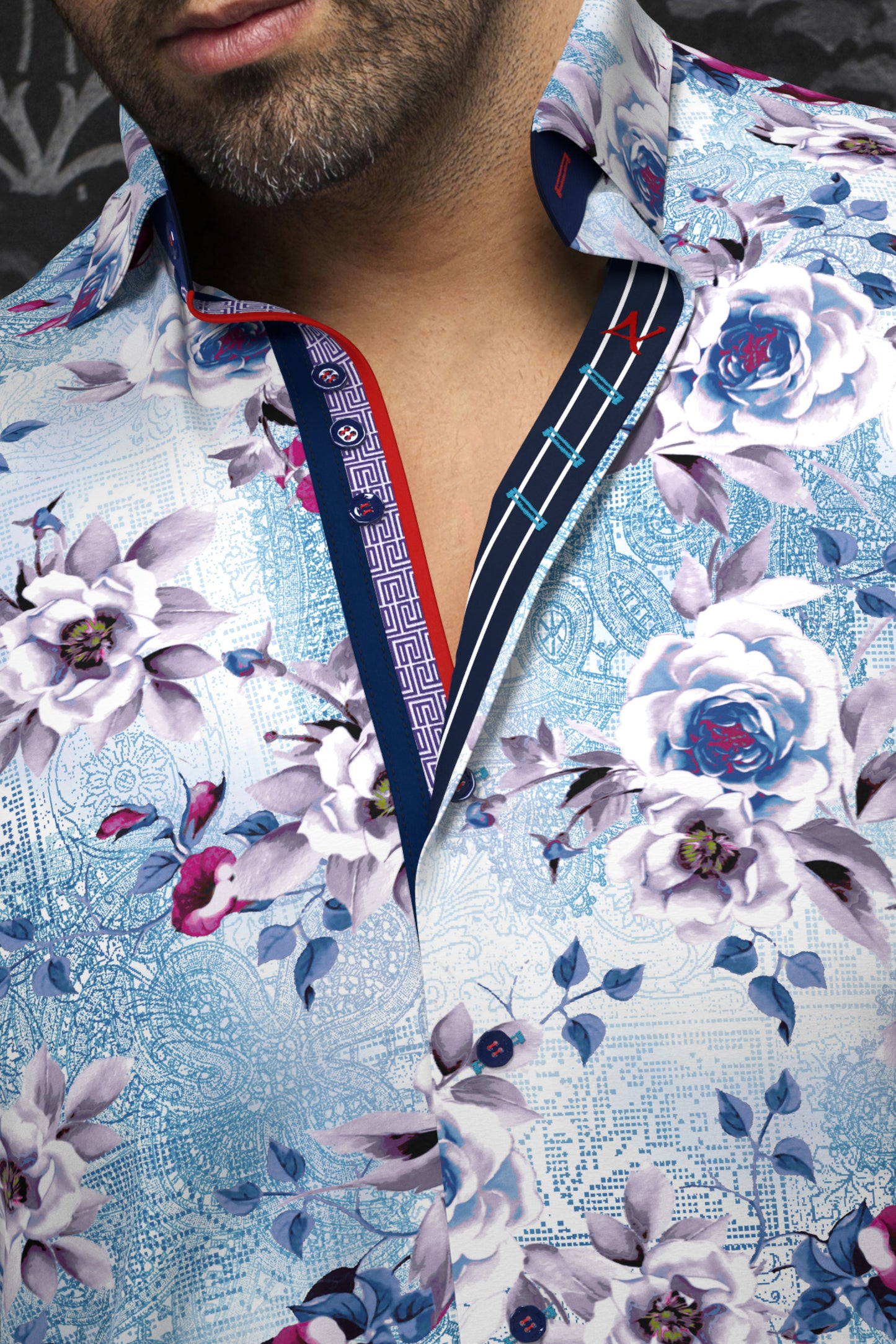 Men Au Noir Shirt Menottini White Turquoise