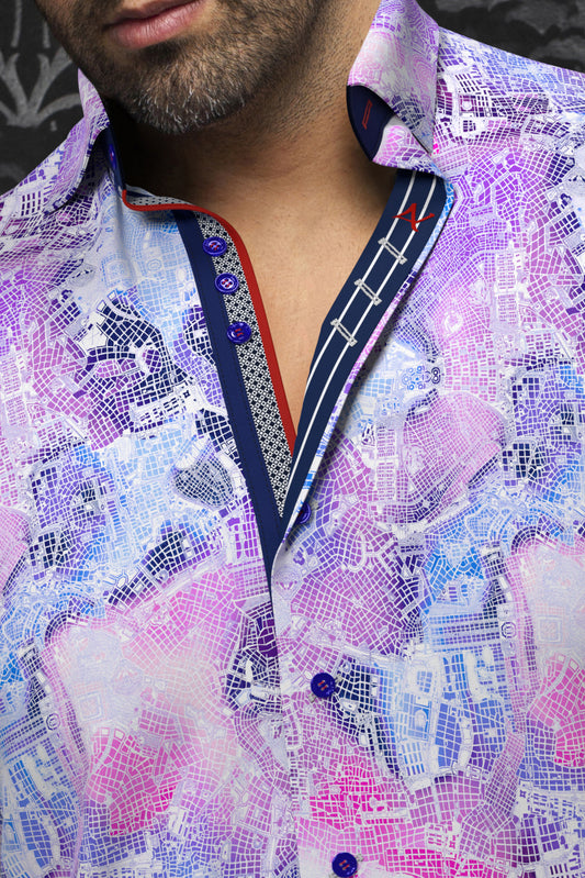Men Au Noir Woven Shirt Mirabeau Purple