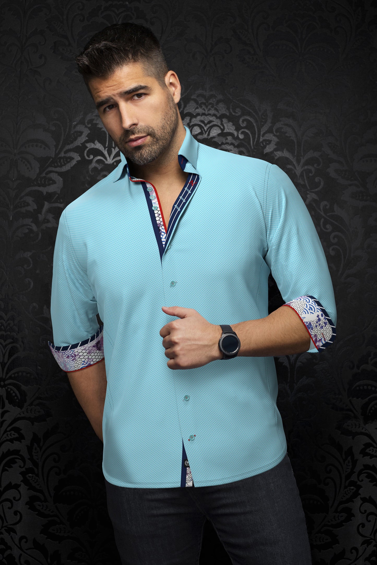 Men Au Noir Shirt Miron Dark Turq