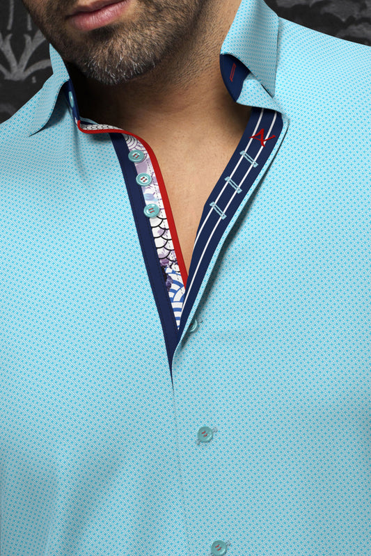 Men Au Noir Knit Shirt Miron Dark Turq