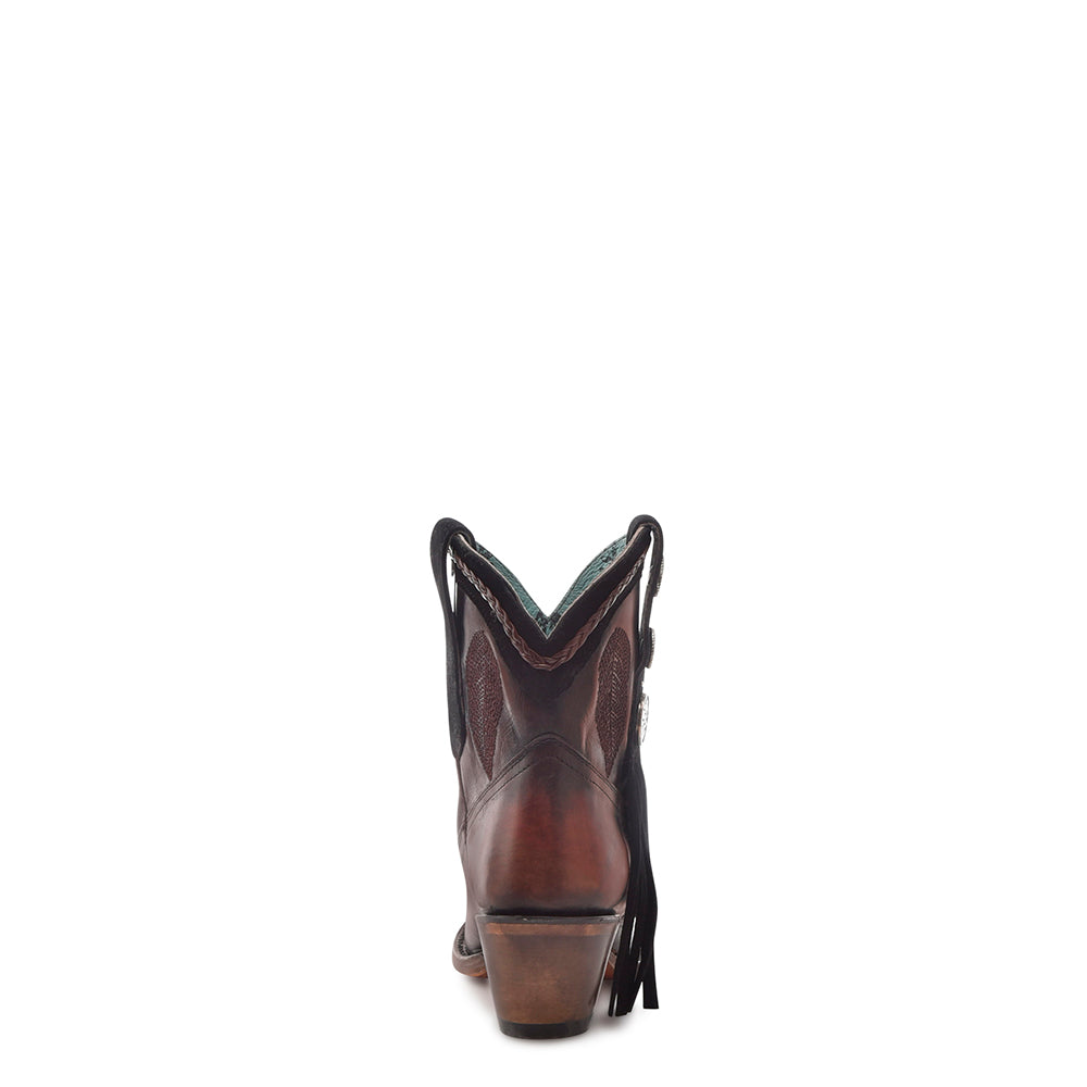 Cowhide Boots, Round Toe - Women Corral Ankle Boots N0005