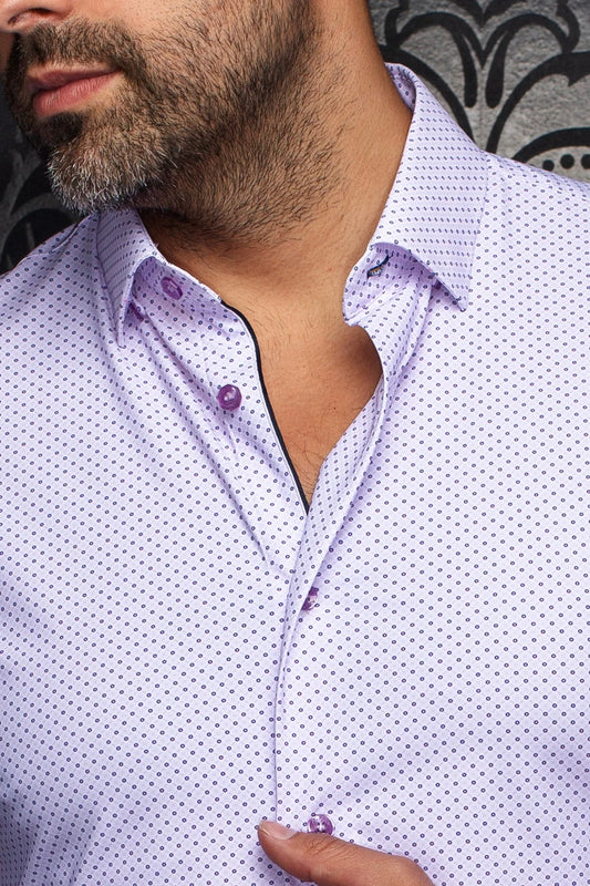 Men Au Noir Knit Short Sleeves Shirt Nick GEO Levender