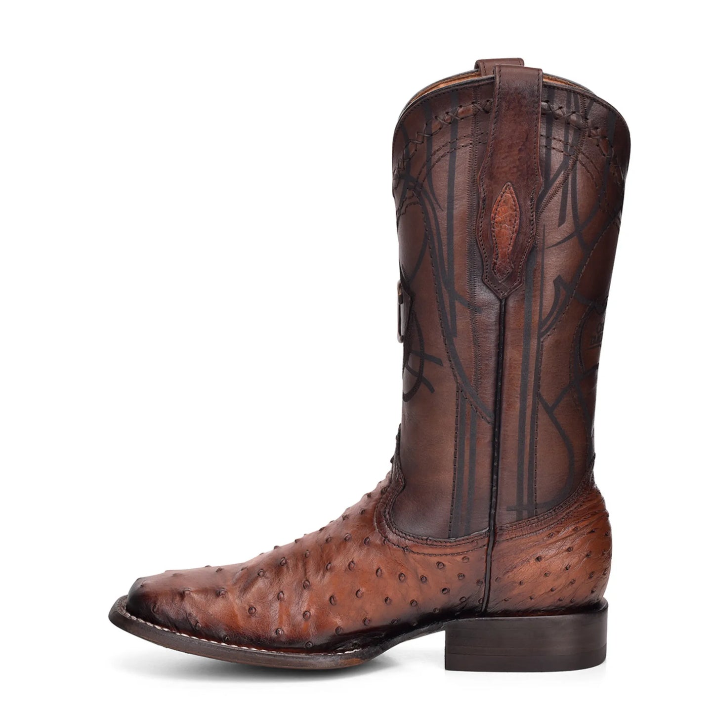 Wide Square Toe Ostrich Boots – Men’s Brown Leather, Calf High Western - Men Cuadra Boot CU457 - El Rodeo Western Boutique