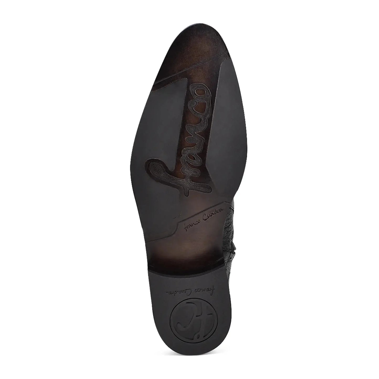 Black Mid-Calf Ostrich Boots—Round Toe, Zippered, Exotic Skin, Men's Footwear - Men Franco Cuadra Boot FC655 - El Rodeo Western Boutique