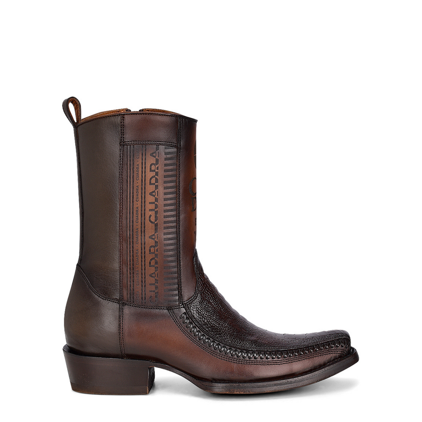 Men’s Exotic Ostrich Boots, Brown Skin Leather with Hook and Eye Closure - Men Cuadra CU631