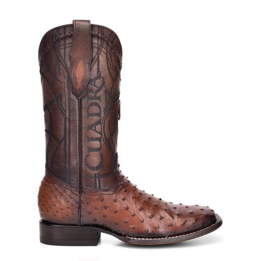 Wide Square Toe Ostrich Boots – Men’s Brown Leather, Calf High Western - Men Cuadra Boot CU457 - El Rodeo Western Boutique
