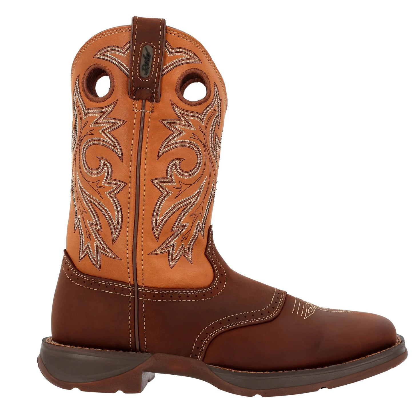 Brown Leather Cowboy Boots – Wide Square Toe, Pull-On, Mid-Calf - Men Durango Boot DB4442 - El Rodeo Western Boutique