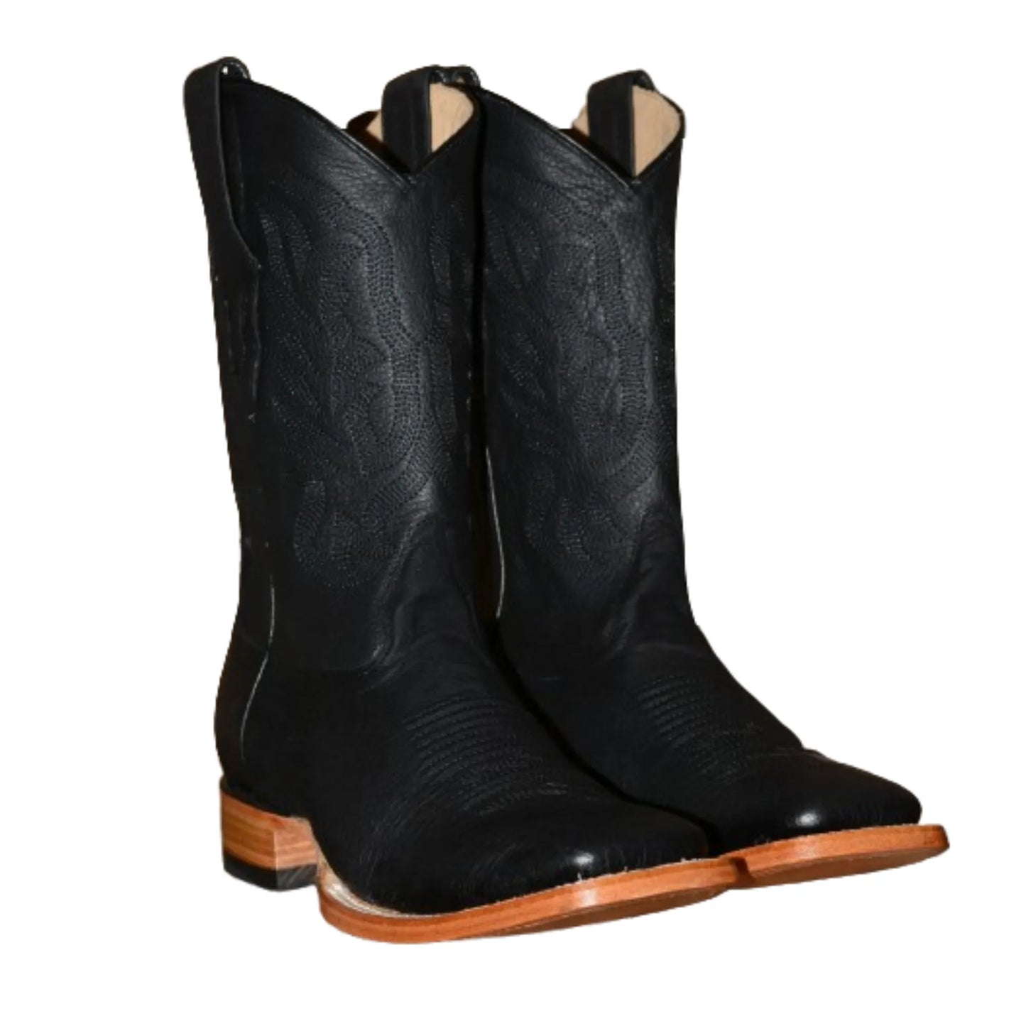 Stylish Black Ostrich Boots—Men’s Wide Square Toe, Slip-On Comfort - Men Los Altos Boots H827G9705 - El Rodeo Western Boutique