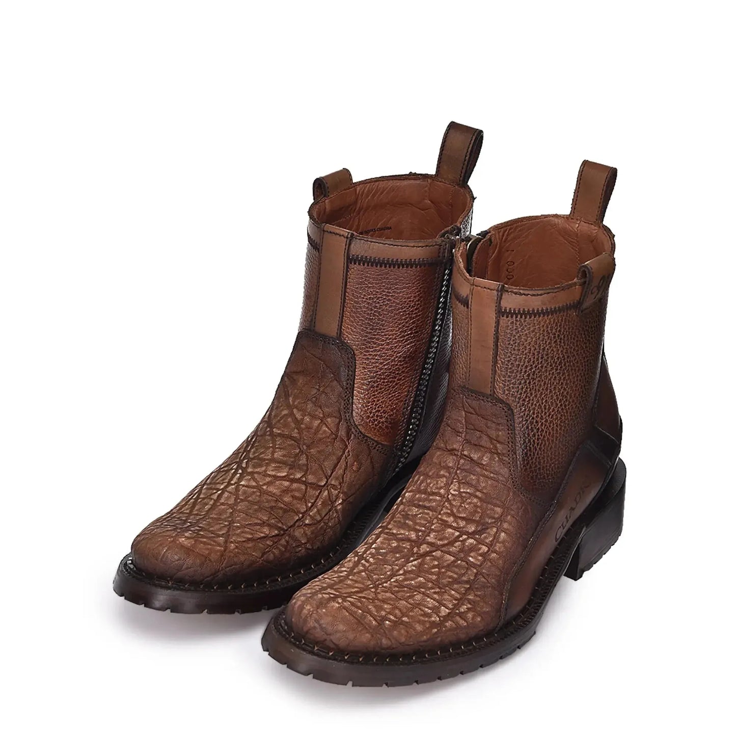 Brown Exotic Skin Boot: Leather Men’s Ankle Boot with Side Zipper - Men Cuadra Boot CU741 - El Rodeo Western Boutique