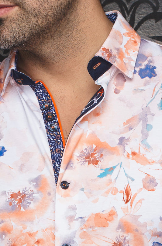 Men Au Noir Knit Short Sleeves Shirt Pemba Orange