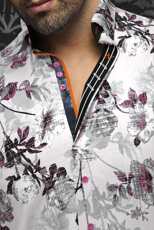 Men Au Noir Woven Shirt Peylon White Pink
