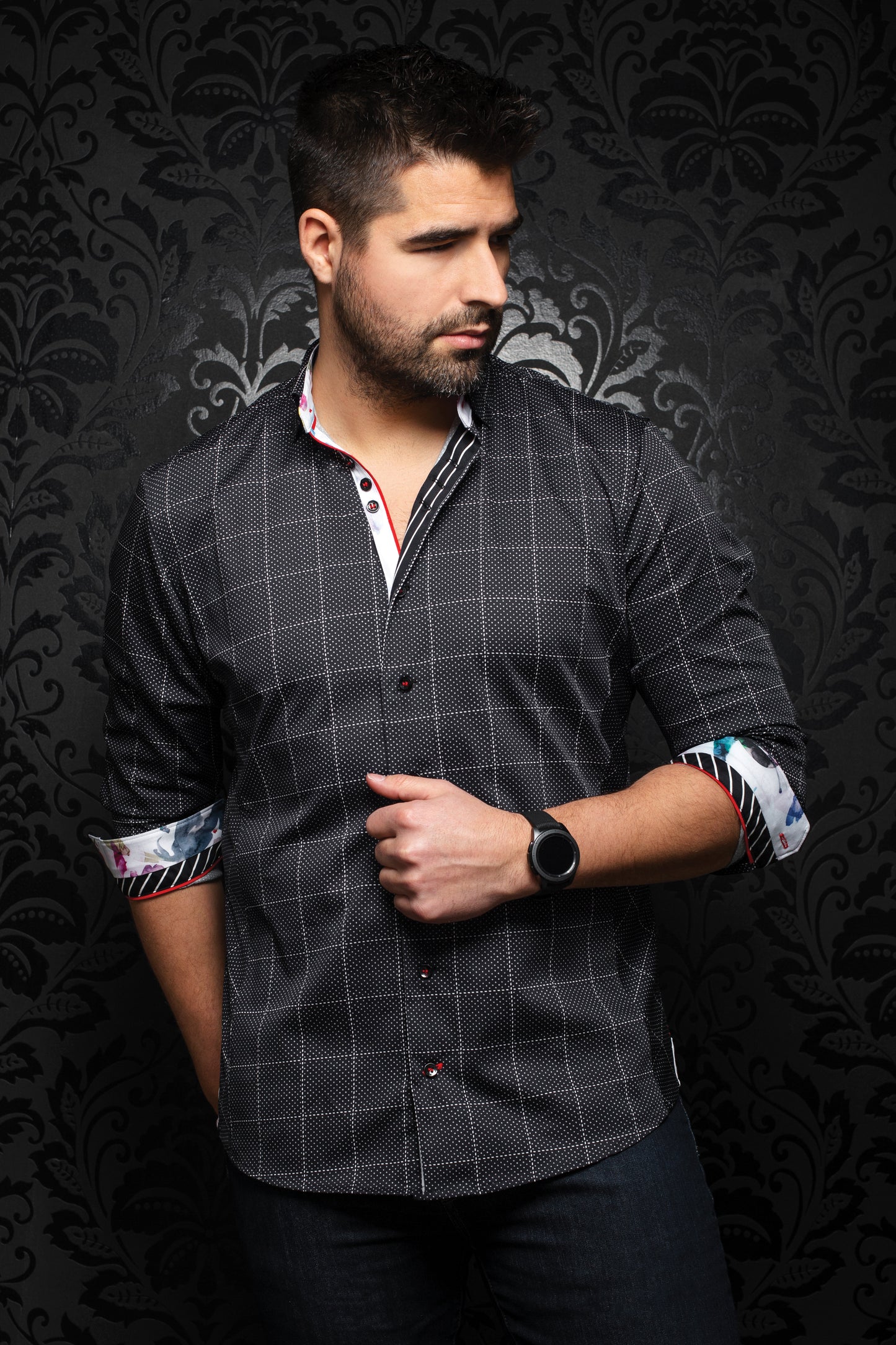 Men Au Noir Woven Shirt Rovno Black