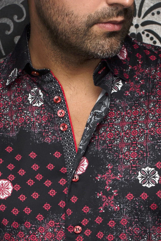 Men Au Noir Woven Shirt Floriani Red / Black
