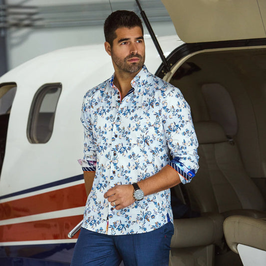 Men Au Noir Woven Shirt Linero Light Blue