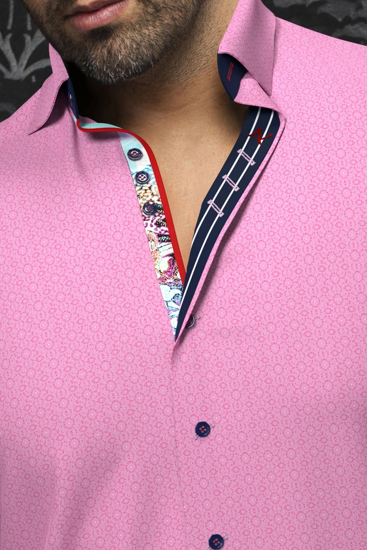 Men Au Noir Knit Shirt Morgari Pink