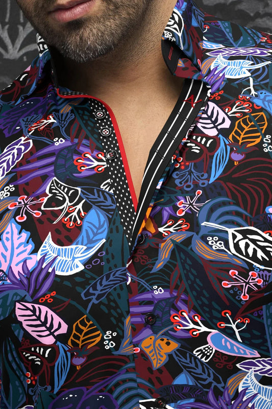 Men Au Noir Woven Shirt Centurion Black/Purple