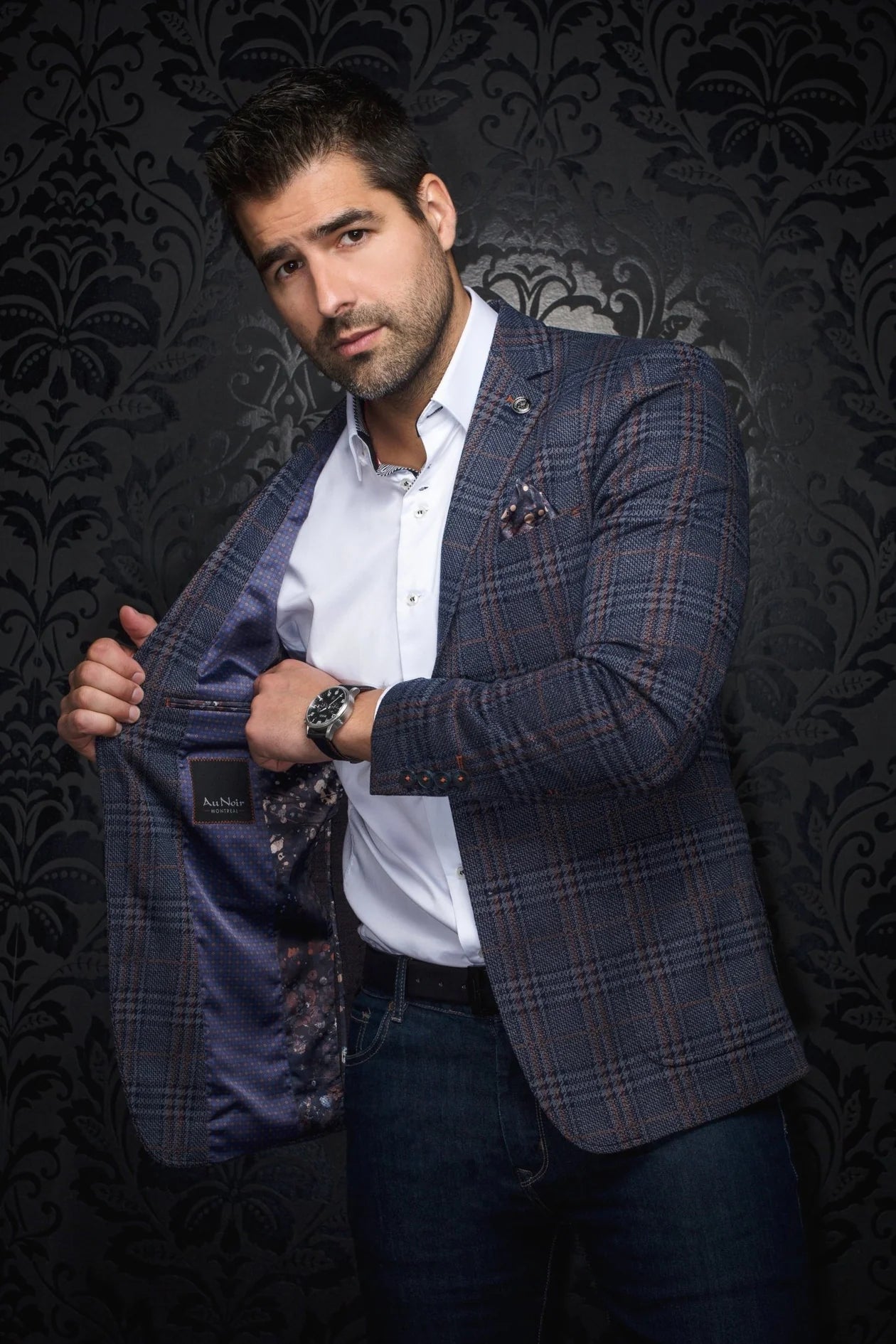 Men Au Noir Blazer Century Plaid