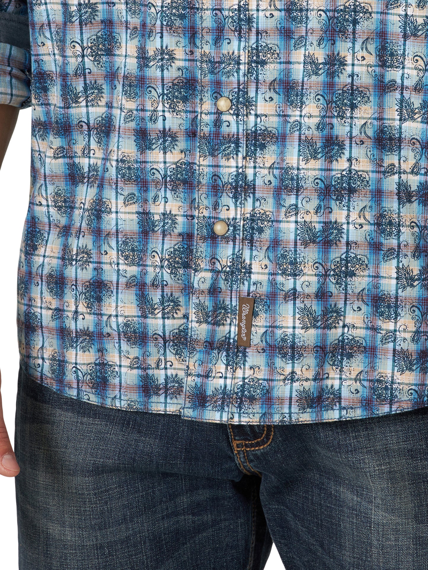 Men Wrangler Shirt Retro Blue/Bk/Wh 112318864