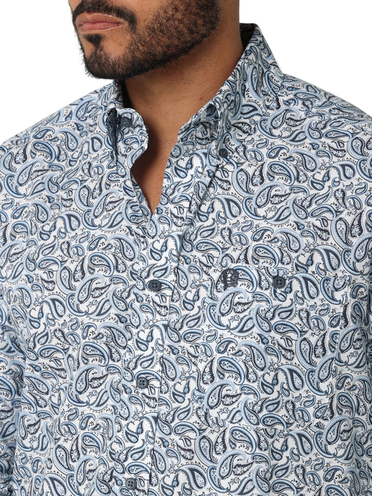 Men Wrangler Shirt  George Strait Blue/White 112318985