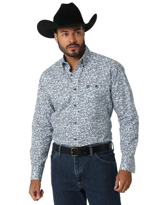 Men Wrangler Shirt  George Strait Blue/White 112318985