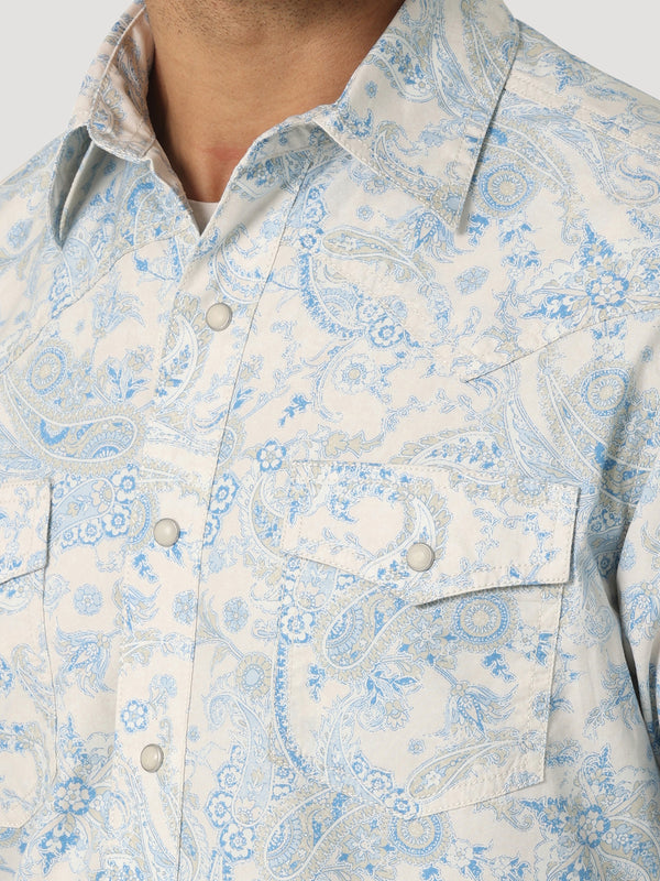 Men Wrangler Shirt Retro Blue/Wht 112327790