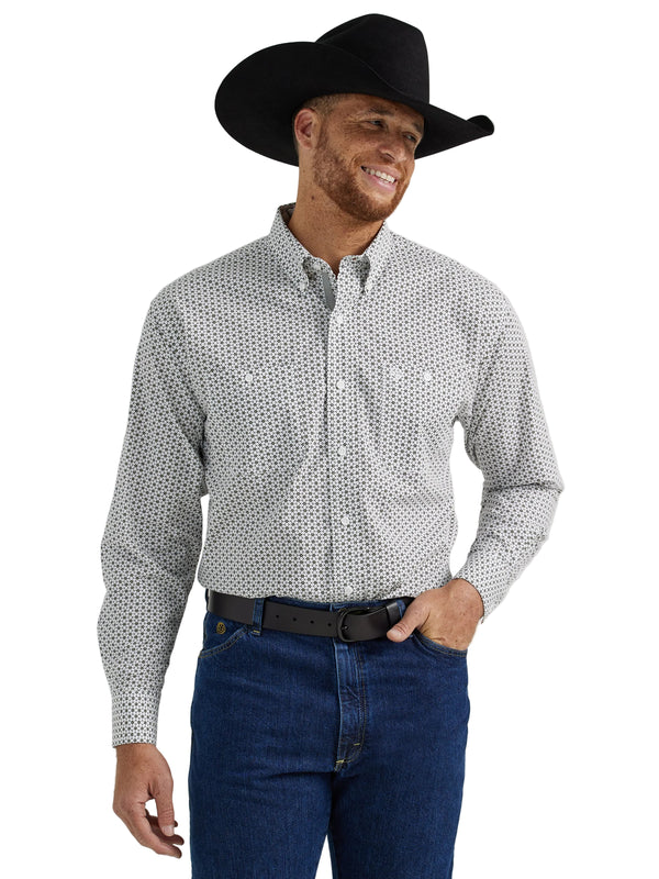 Men Wrangler Shirt George Strait White/Blk 112344891