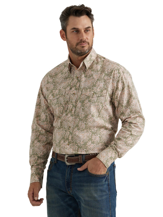 Men Wrangler Shirt George Strait Olive 112344893