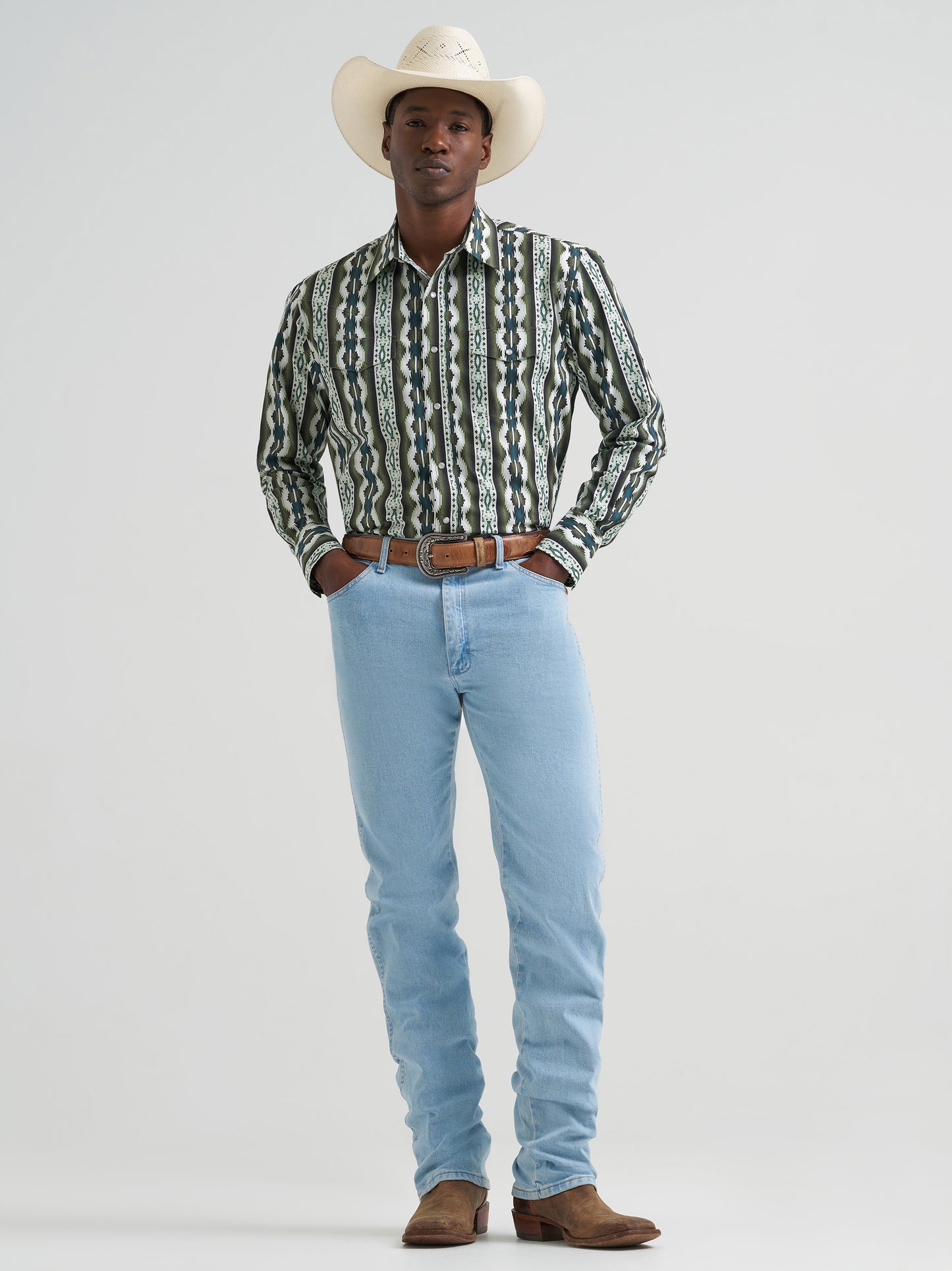 Men Wrangler Checotah Green Shirt 112379228