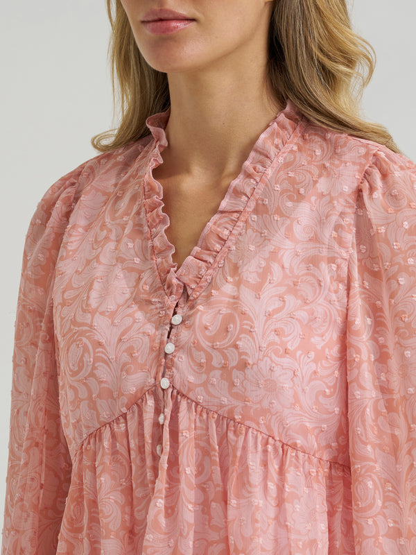Women Wrangler Juliet Long Sleeve V-Neck Blouse 112385996