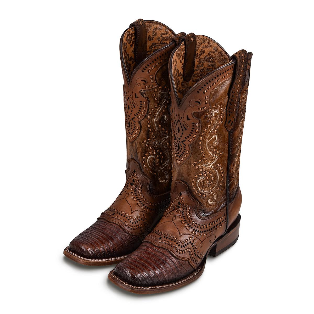 Stylish Cinnamon Brown Cuadra Boots – Lady Lizard & Goat Leather Design - Women Cuadra Boot CU491 - El Rodeo Western Boutique