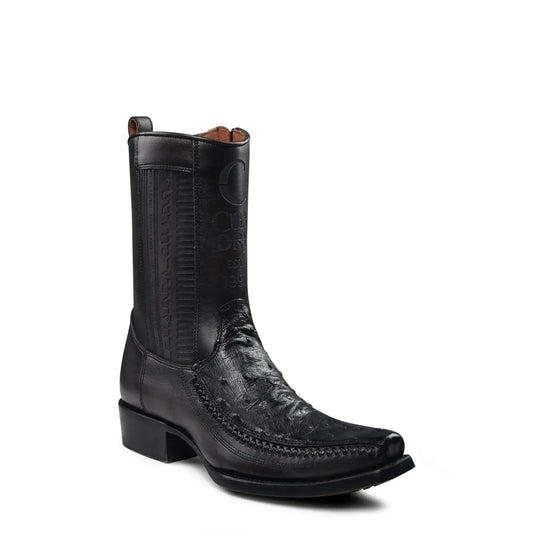 Leather Black Cowboy Boots: Cuadra Men's Ostrich Boots - Men Cuadra Boot CU802 - El Rodeo Western Boutique