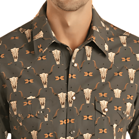 Bull Skull Shirt - Men Rock & Roll Shirt VMN2S03936 - El Rodeo Western Boutique