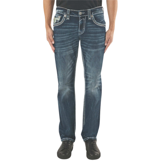 Rock Revival Fashion Jeans Straight Cut - Men RR Jean Rufus J200