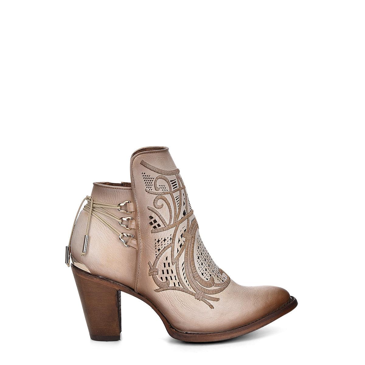 Cuadra Women's Leather Bootie: Trendy White Distressed Finish, Perfect for Any Outfit - Women Cuadra Boot CU450 - El Rodeo Western Boutique