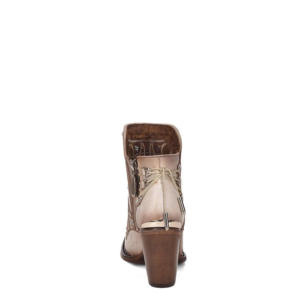 Cuadra Women's Leather Bootie: Trendy White Distressed Finish, Perfect for Any Outfit - Women Cuadra Boot CU450 - El Rodeo Western Boutique