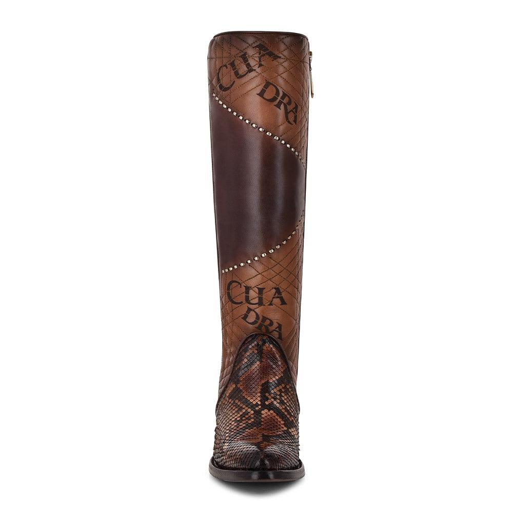 Stylish & Durable Ladies Python Brown Leather Boots - Cuadra Round-Toe Design - Women Cuadra Boot CU561 - El Rodeo Western Boutique