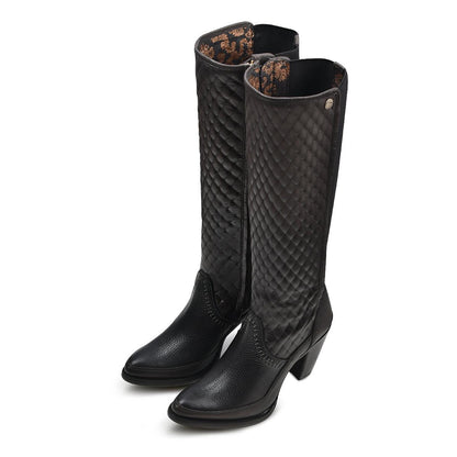 Handcrafted Cuadra Knee High Boots with Zipper and Durable Cowhide Upper - Women Cuadra Boot CU601 - El Rodeo Western Boutique