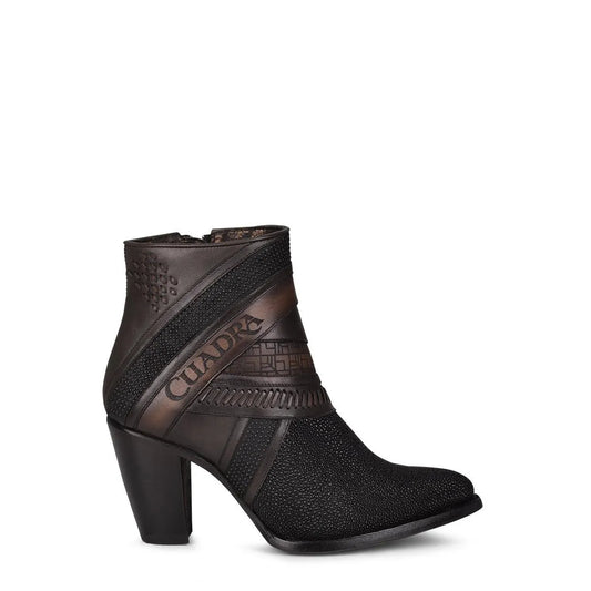 Ladies' Black Leather Boots with Stingray - Timeless Luxury & Supreme Comfort - Women Cuadra Boot CU618 - El Rodeo Western Boutique