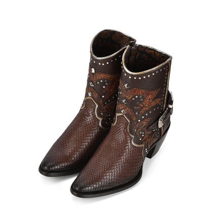 Bold Fashion Starts Here: Women Cuadra Boot Python Leather Short Boots - Women Cuadra Boot CU644 - El Rodeo Western Boutique