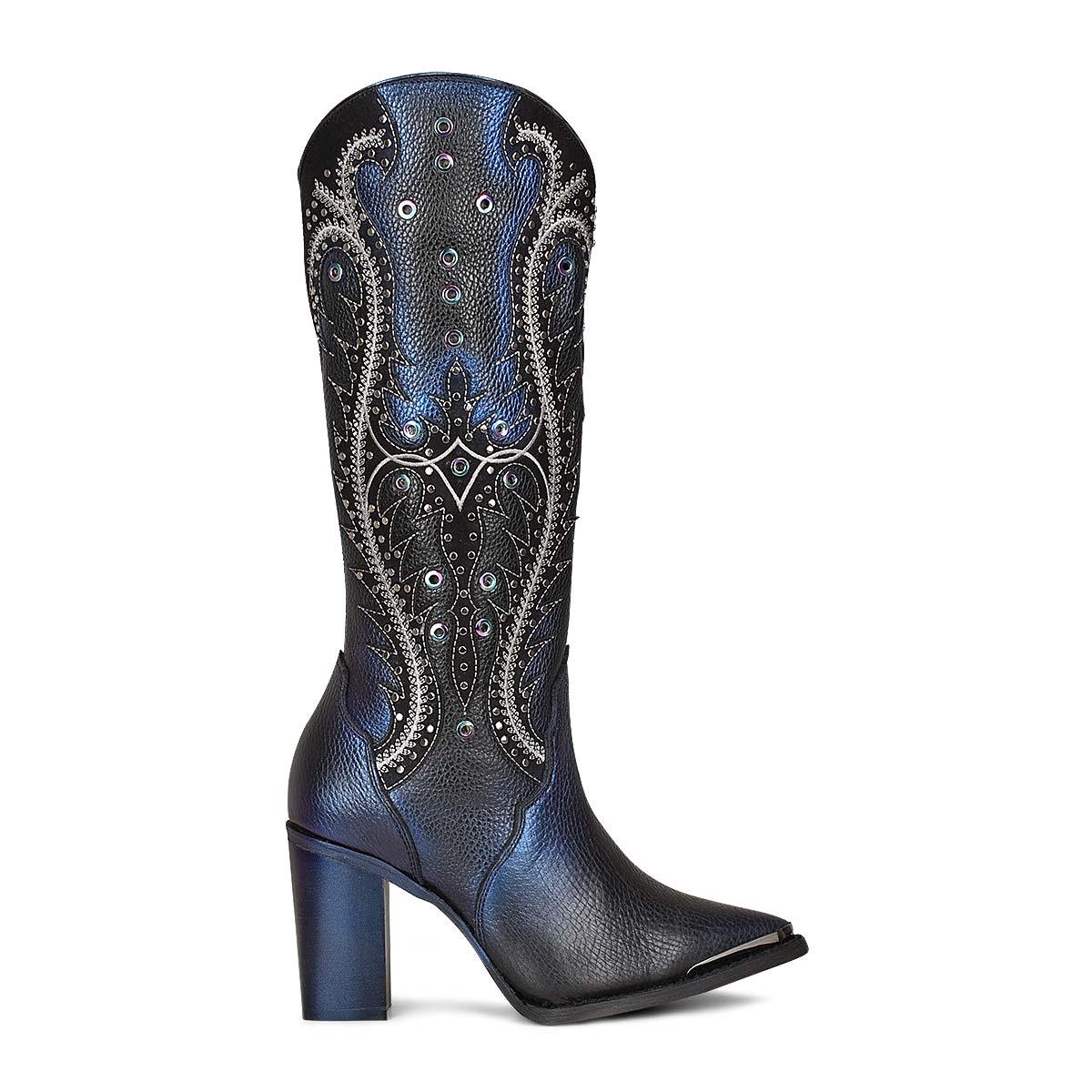 Stunning Knee-High Leather Boots with Unique Iridescent Finish - Women Cuadra Boot CU727 - El Rodeo Western Boutique