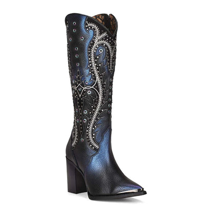 Stunning Knee-High Leather Boots with Unique Iridescent Finish - Women Cuadra Boot CU727 - El Rodeo Western Boutique