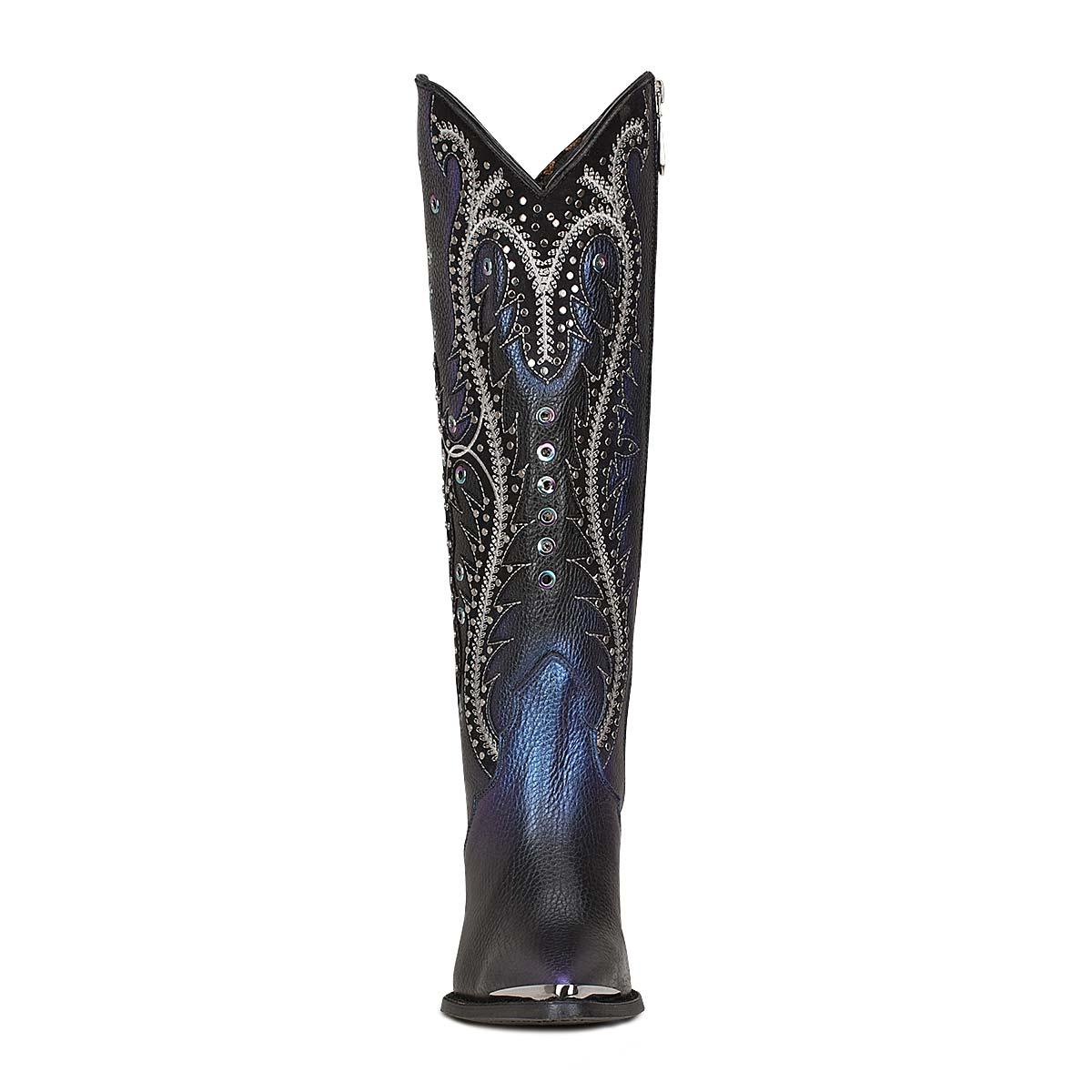 Stunning Knee-High Leather Boots with Unique Iridescent Finish - Women Cuadra Boot CU727 - El Rodeo Western Boutique