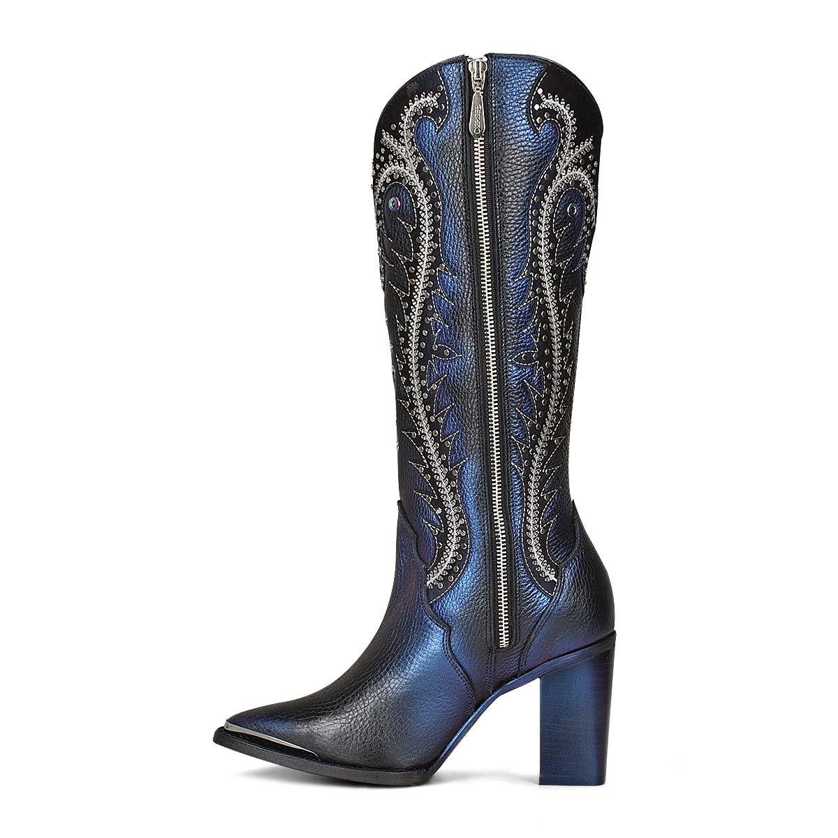 Stunning Knee-High Leather Boots with Unique Iridescent Finish - Women Cuadra Boot CU727 - El Rodeo Western Boutique