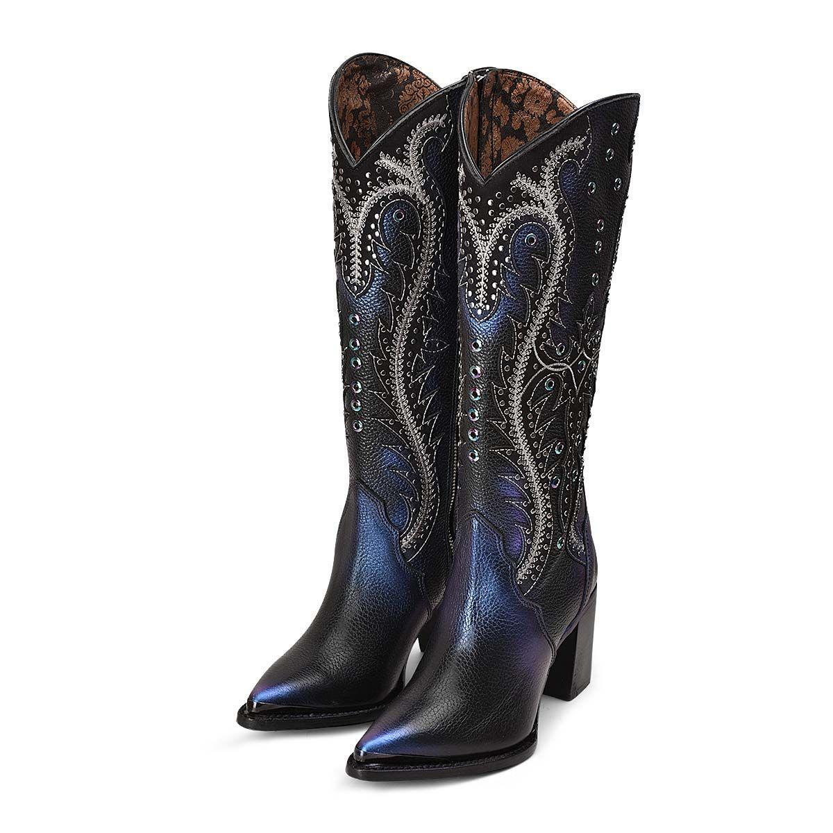 Stunning Knee-High Leather Boots with Unique Iridescent Finish - Women Cuadra Boot CU727 - El Rodeo Western Boutique