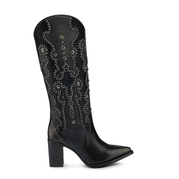 Unique Women's Western Boots: Python, Leather & Crystal Details - Women Cuadra Boot CU869 - El Rodeo Western Boutique