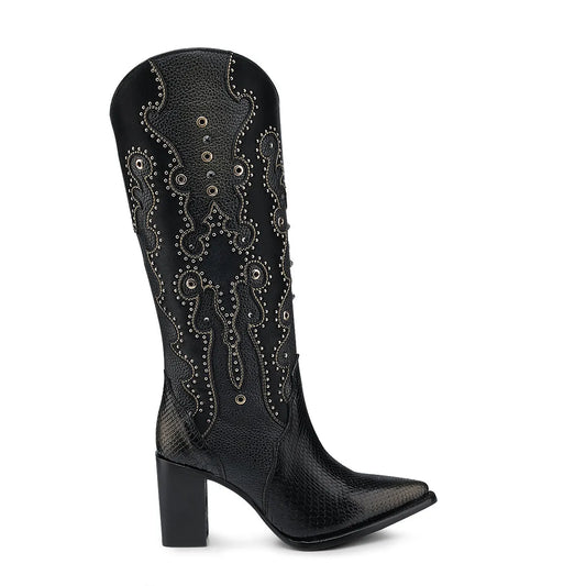Unique Women's Western Boots: Python, Leather & Crystal Details - Women Cuadra Boot CU869 - El Rodeo Western Boutique